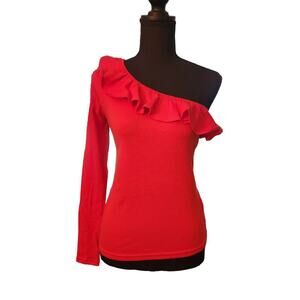 J. Crew Vintage Rib Ruffle One-Shoulder Red Women's SZ XS - NWT
